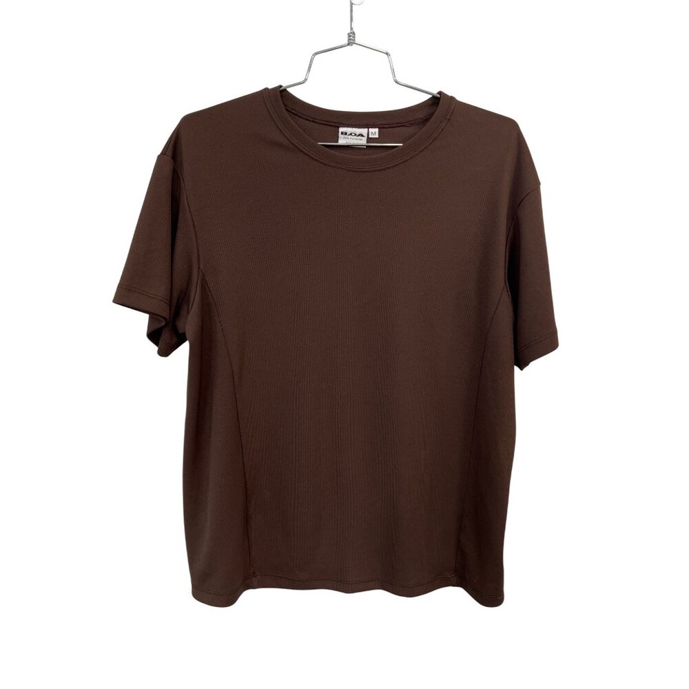 BOA Athletic TShirt Size Medium Crewneck Short Sleeve Brown Polyester Athleisure